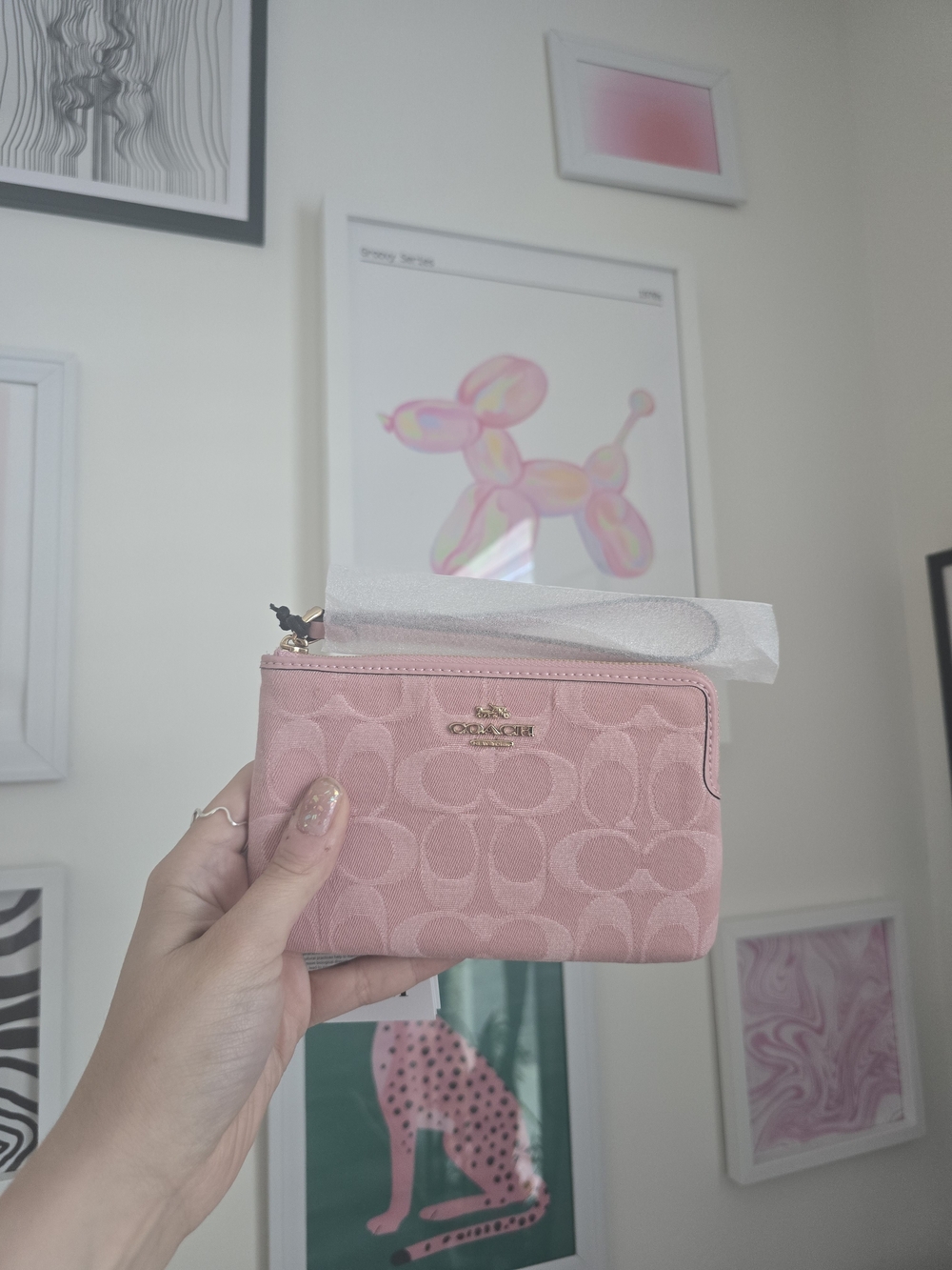 Authentic Coach Pink Denim Wristlet - CDF27